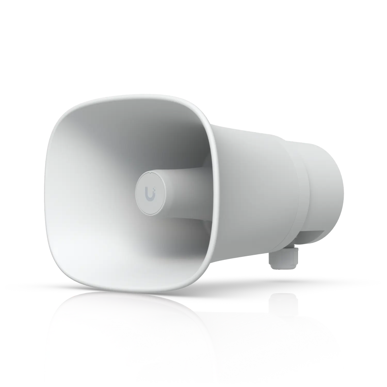 [UBT-UP-AI-HORN-SPEAKER-W] Altavoz de bocina PoE de 120 dB para todo tipo de clima con funcionalidad avanzada de alerta de IA y opciones versátiles de montaje en pared, esquina y poste.