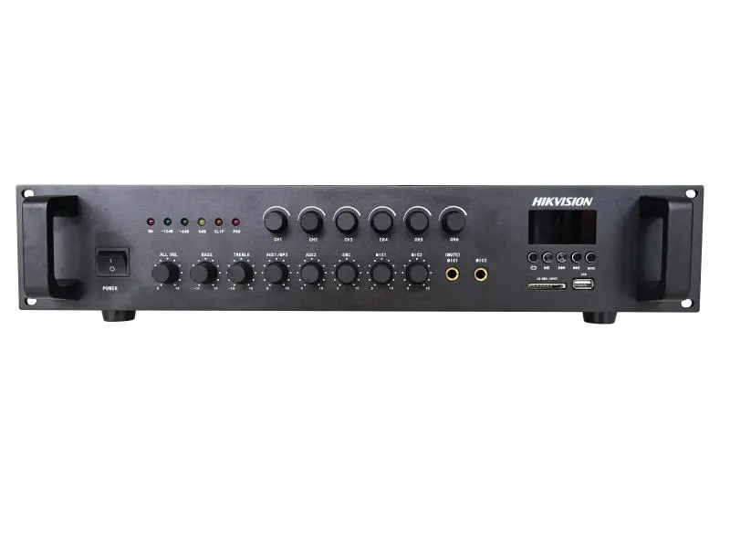 [HIK-DS-QAE0A240G1-VB6-110] Amplificador Analógico 6 Zonas 240 W con EMC/MIC/AUX/Bluetooth/USB/Tarjeta SD.