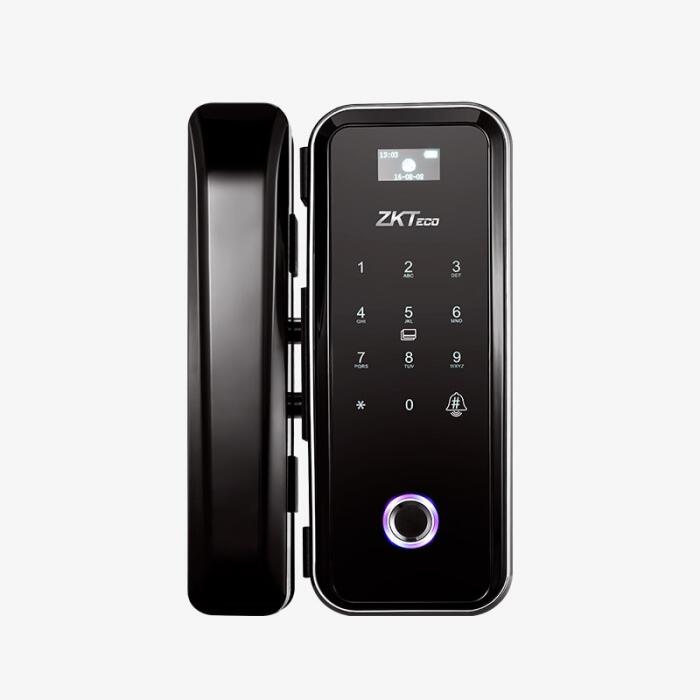 [ZKT-GL300] Cerradura inteligente para puertas de cristal, capacidad de 100 contraseñas y 100 huellas, grosor de puerta 10mm - 12mm ZKTeco