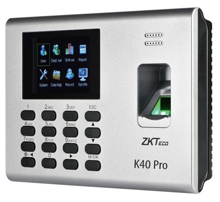 Terminal de Control de Acceso y Asistencia ZKTeco K40 — Huella y Tarjeta con Batería Incorporada, Compatible con ZKAccess 3.5 para Marcaje Confiable en PyMEs