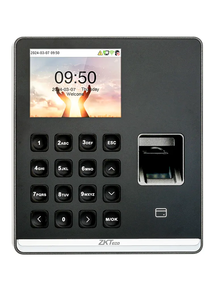 [ZKT-SENSEFPM1] Control de acceso y asistencia, huella, tarjeta, teclado fisico, H: 500, T: 500, E: 100000, Protocolo Best. Zkteco