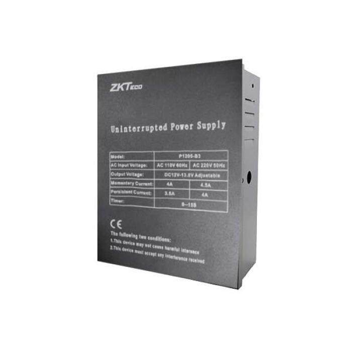 Fuente de Alimentación ZKTeco P1205-B3 12VDC 3.5A con Cargador de Batería — Respaldo Automático para Cerraduras y Terminales de Control de Acceso