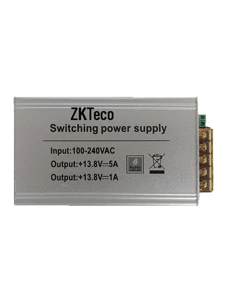 Fuente de Poder ZKTeco TPM005B 12V 5A para Paneles inBIO y C3 — Alimentación Regulada de Mayor Capacidad para Sistemas de Control de Acceso Exigentes