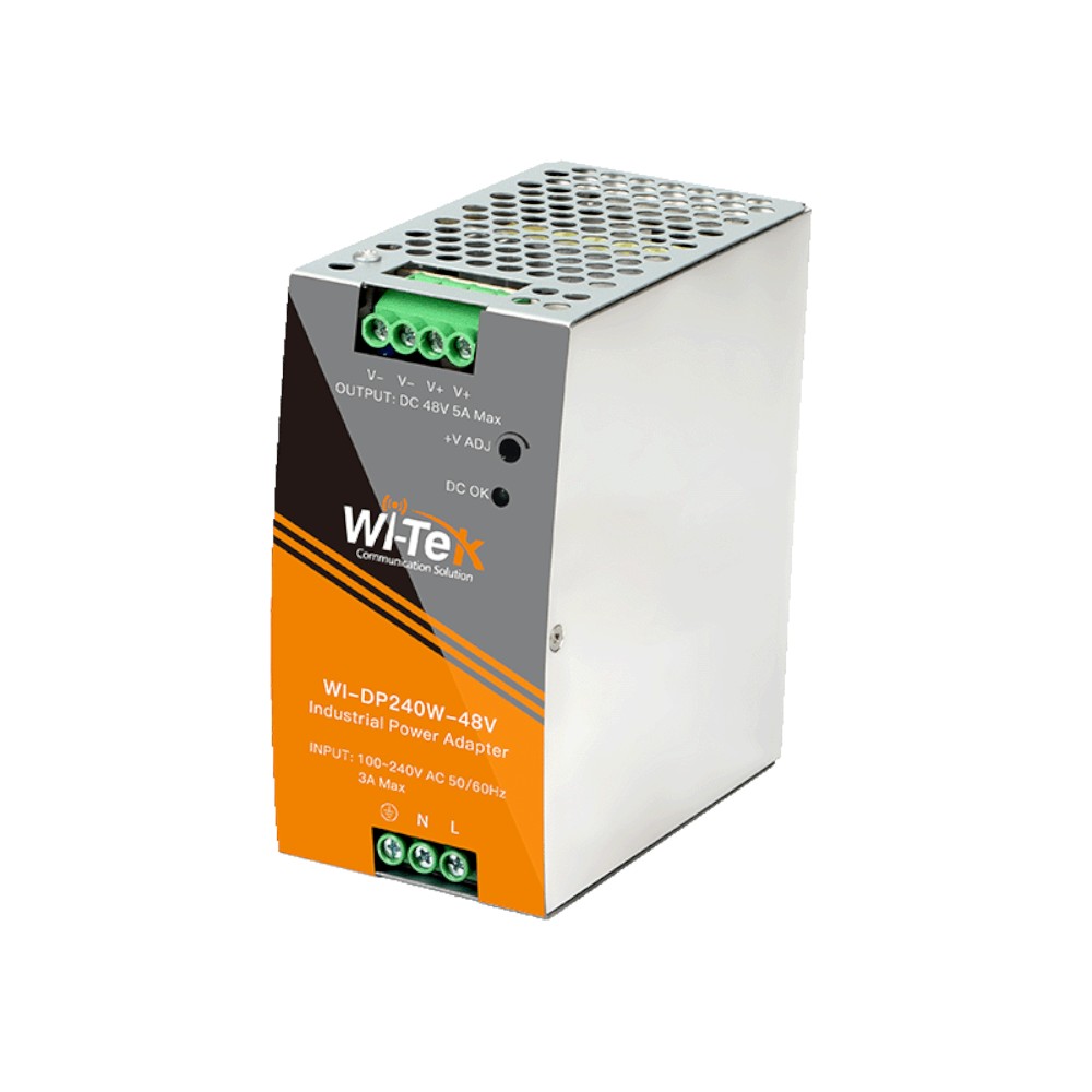 [WIT-WI-DP240W-48V] Fuente de poder para switch industrial, Entrada de AC 100-240 V 3A máx., salida de DC 48V/ 5A/ 240 W.