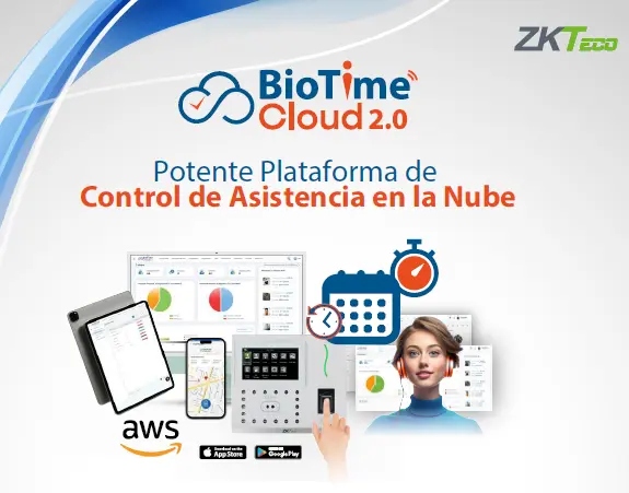Licencia Anual BioTime Cloud Premium ZKTeco — Software de Tiempo y Asistencia en la Nube para 60 Dispositivos y 500 Usuarios con Reportes Centralizados