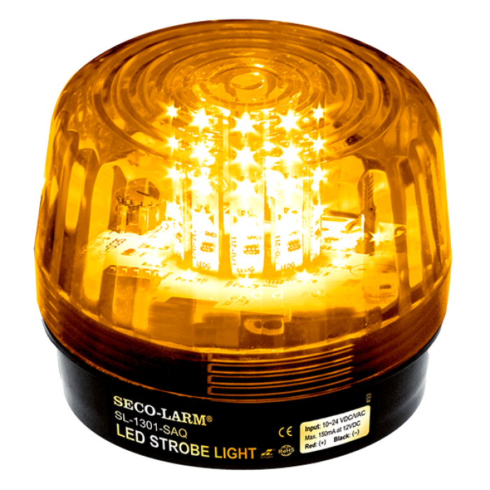 [SCL-SL-1301-SAQ-A] Luz estroboscópica LED con sirena incorporada, color ambar, respaldo de batería, IP55. Seco-Larm