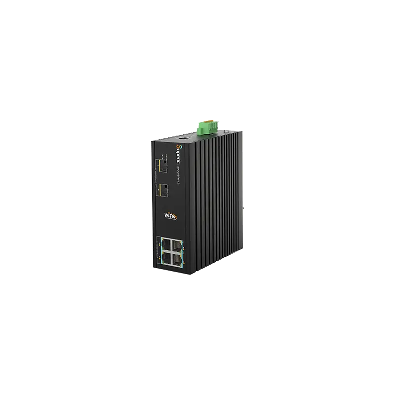 [WIT-SP3006FM-L2 V2] Switch PoE gestionable L2 Wi-Tek de gama industrial. 4 puertos PoE 10/100/1000Mbps. 2 puertos SFP de 1000Mbps. 1 puerto consola. Entrega poE total de 120W. Temperatura extendida de -40°C