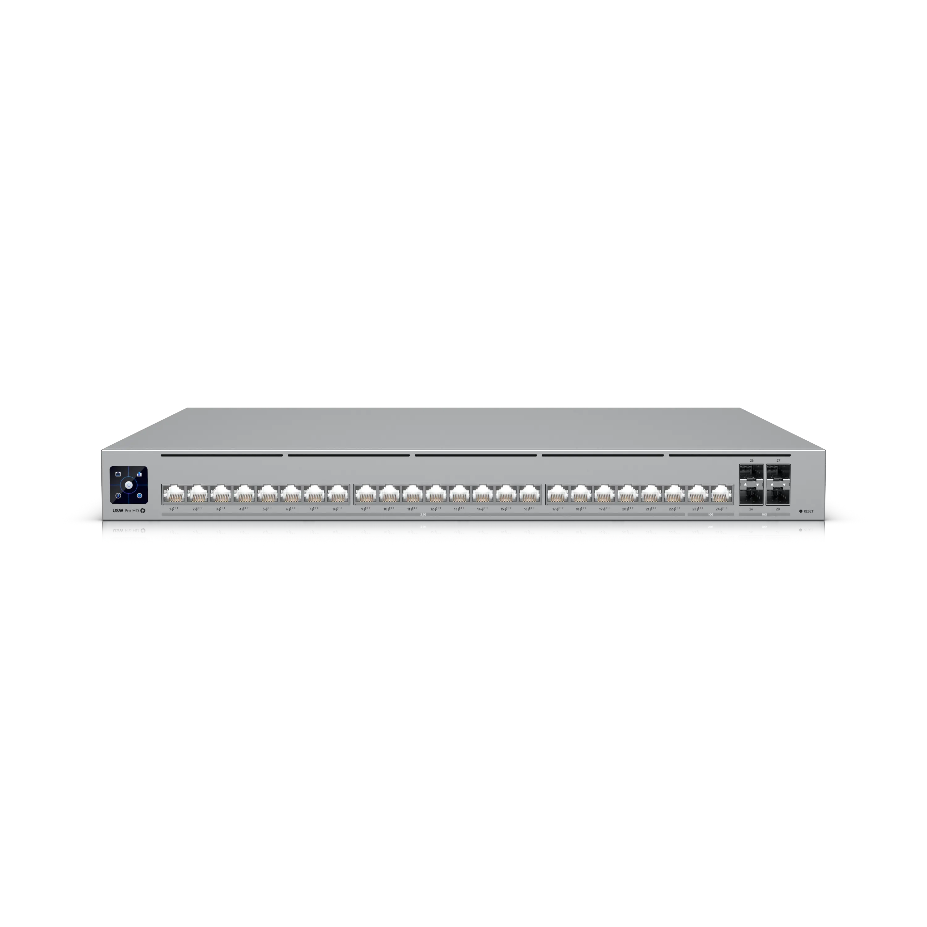 [UBT-USW-PRO-HD-24-POE] Switch conmutador Etherlighting™ de capa 3 de nivel profesional con (2) puertos PoE++ de 10 GbE, (22) puertos PoE++ de 2,5 GbE y (4) puertos SFP+ de 10 G. Ubiquiti